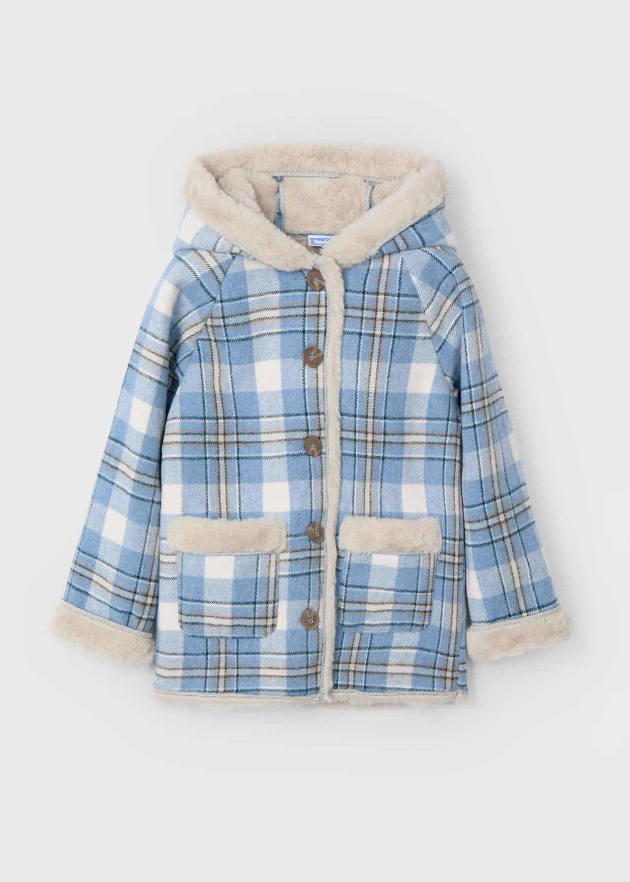 Mayoral Girl Double Face Plaid Coat