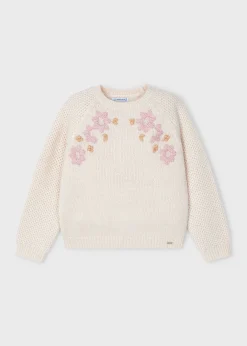 Mayoral Girl Embroidered Flower Sweater