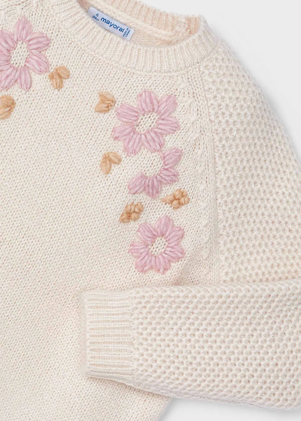 Mayoral Girl Embroidered Flower Sweater