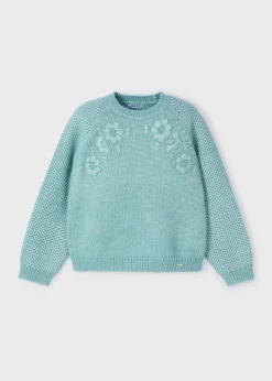 Mayoral Girl Embroidered Flower Sweater