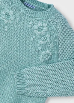 Mayoral Girl Embroidered Flower Sweater
