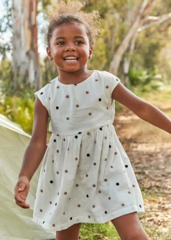 Mayoral Girl Embroidered Polka Dot Dress