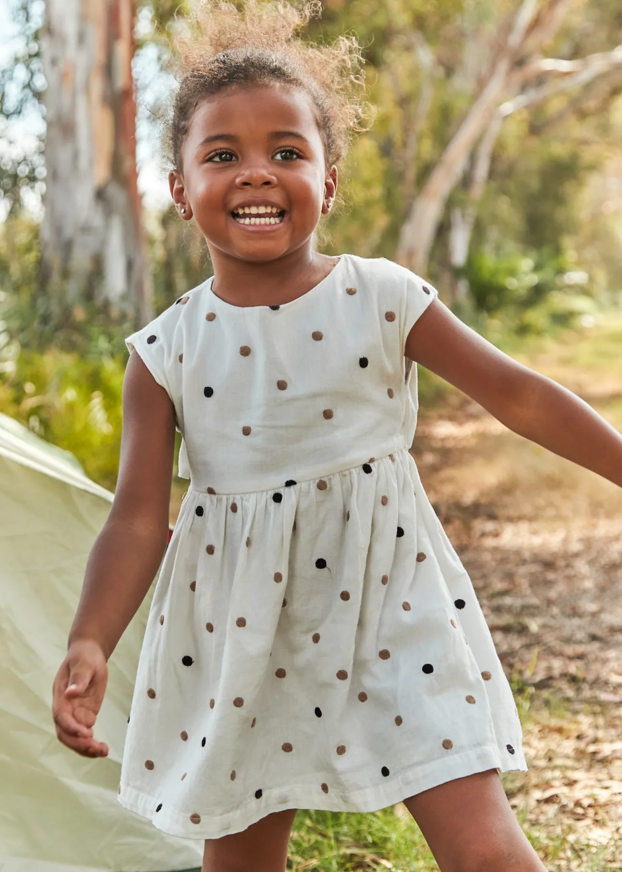 Mayoral Girl Embroidered Polka Dot Dress