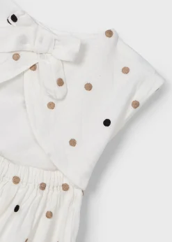 Mayoral Girl Embroidered Polka Dot Dress