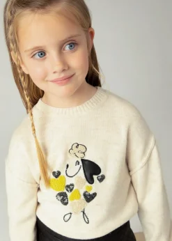 Mayoral Girl Embroidered Puppy Sweater