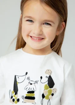 Mayoral Girl Embroidered Puppy T-Shirt
