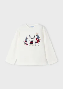 Mayoral Girl Embroidered Puppy T-Shirt
