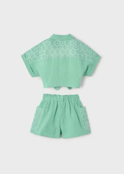 Mayoral Girl Eyelet Shorts and Blouse Set