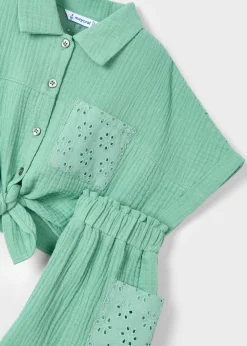 Mayoral Girl Eyelet Shorts and Blouse Set