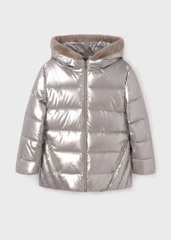 Mayoral Girl Faux Fur Hooded Coat