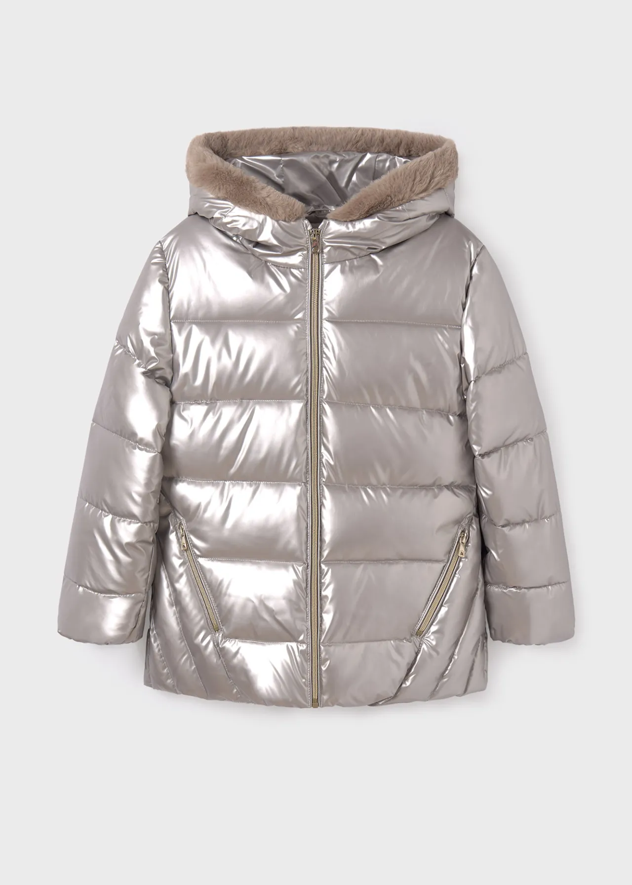 Mayoral Girl Faux Fur Hooded Coat