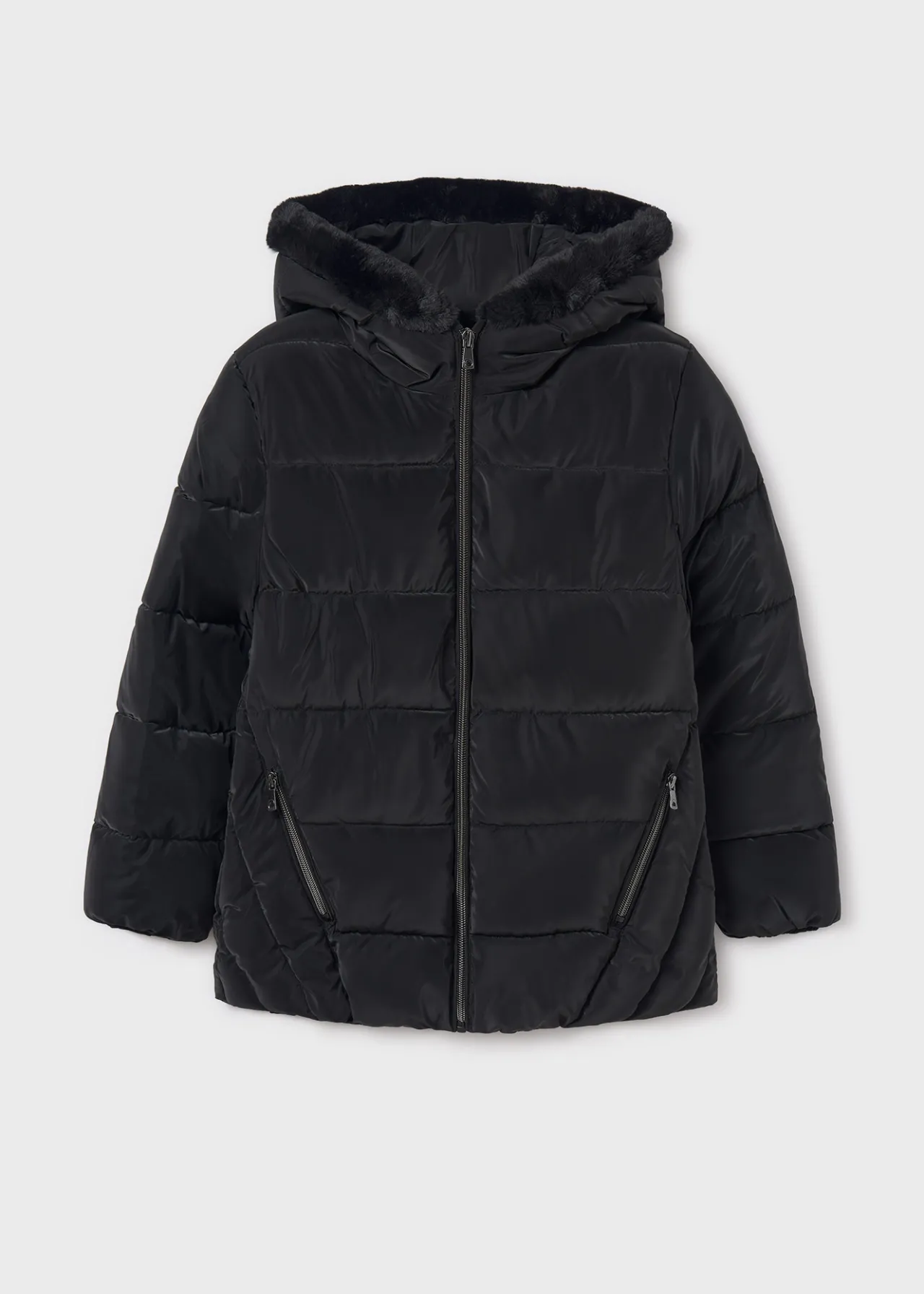 Mayoral Girl Faux Fur Hooded Coat