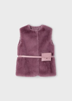 Mayoral Girl Faux Fur Vest with Belt