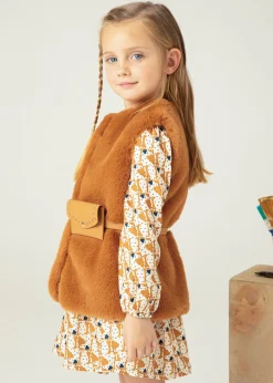 Mayoral Girl Faux Fur Vest with Belt