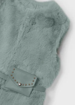 Mayoral Girl Faux Fur Vest with Belt