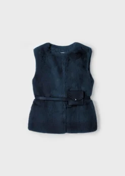 Mayoral Girl Faux Fur Vest with Belt