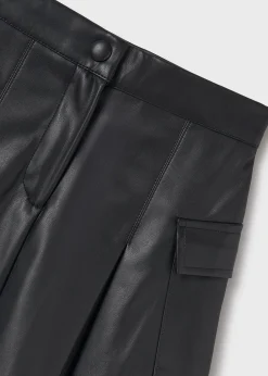 Mayoral Girl Faux Leather Cargo Skirt