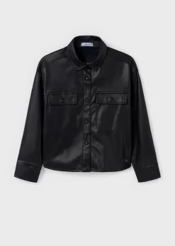 Mayoral Girl Faux Leather Overshirt