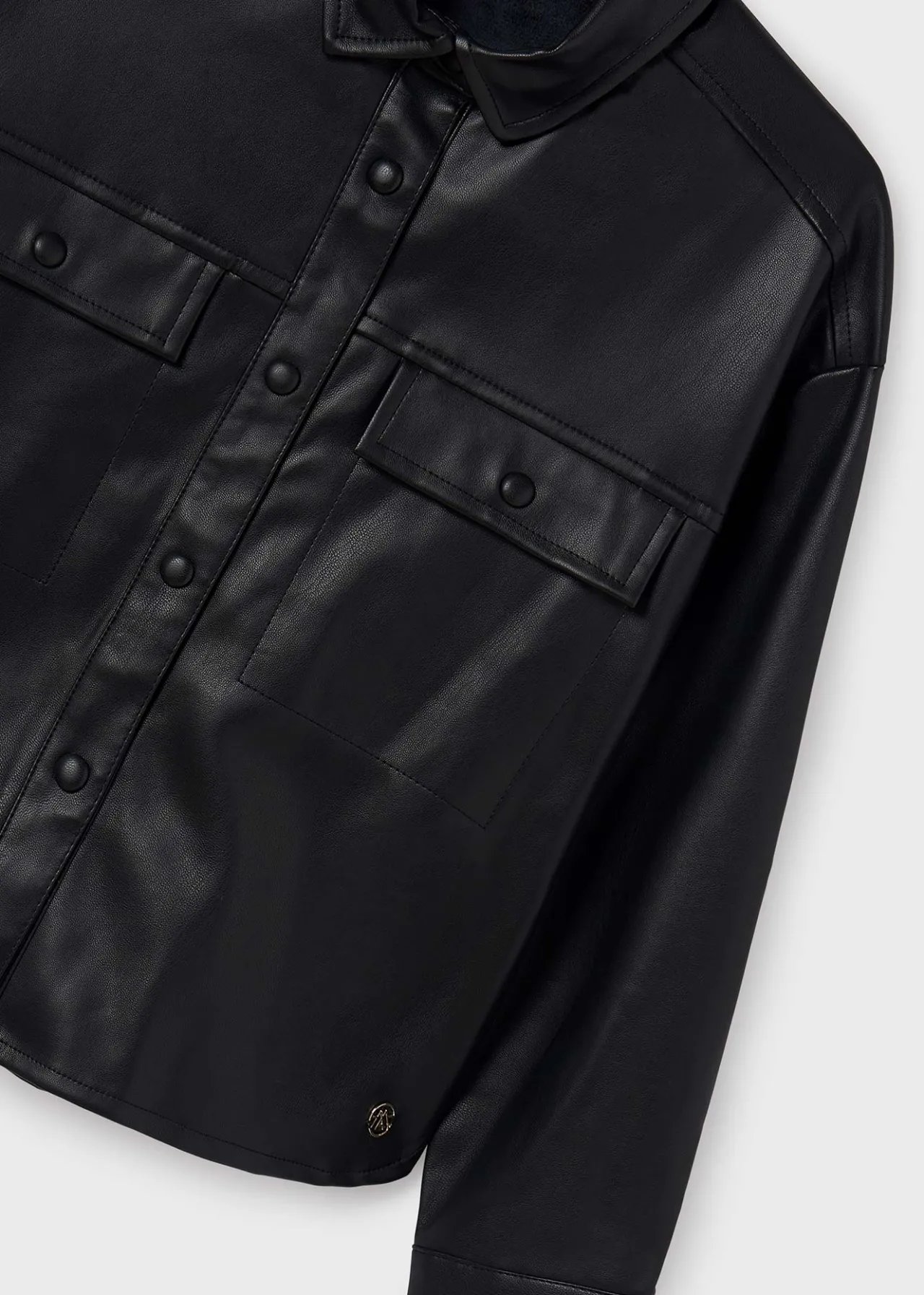 Mayoral Girl Faux Leather Overshirt
