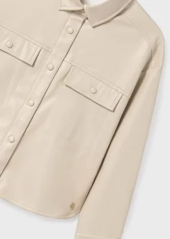 Mayoral Girl Faux Leather Overshirt