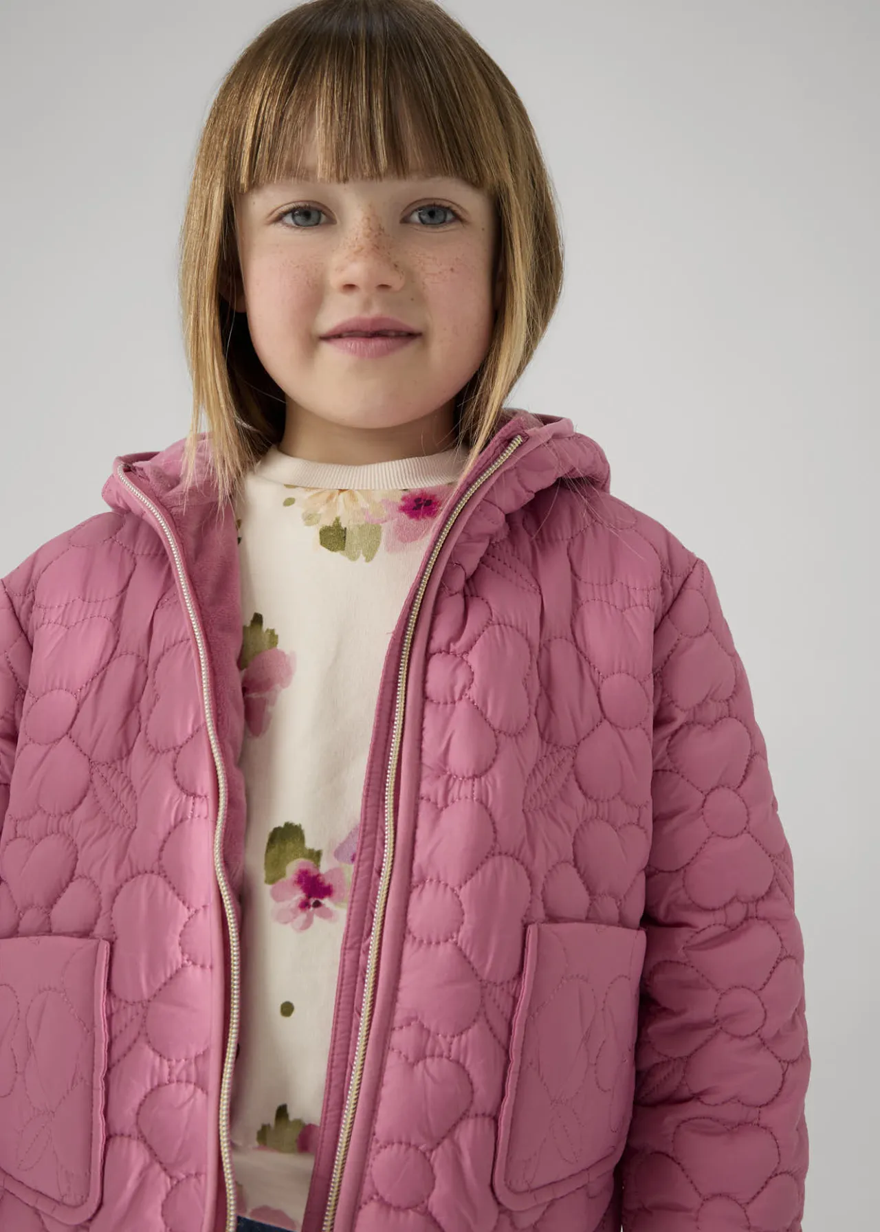 Mayoral Girl Floral Quilted Coat