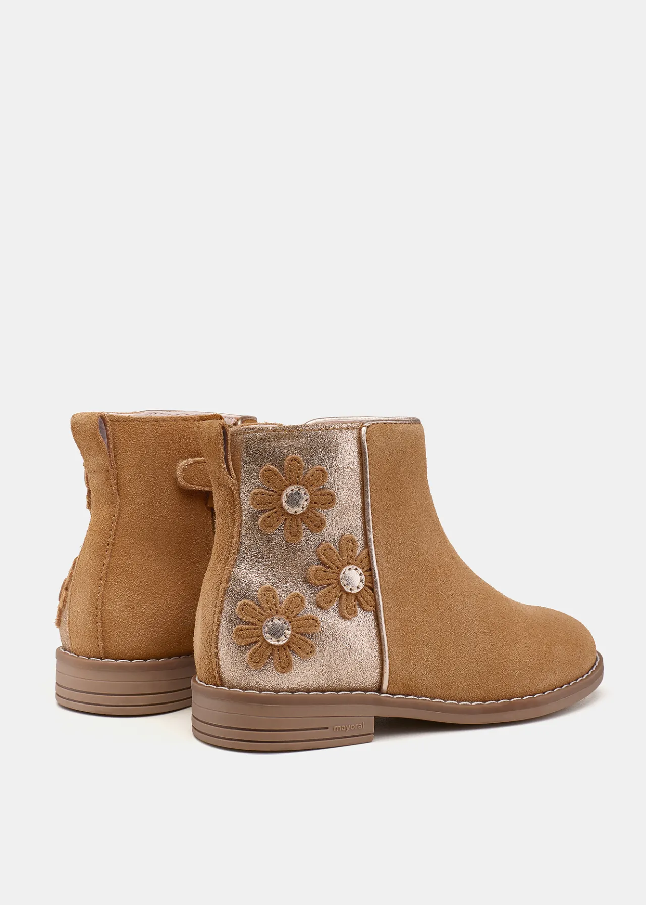 Mayoral Girl Flowers Suede Ankle Boots