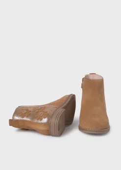 Mayoral Girl Flowers Suede Ankle Boots