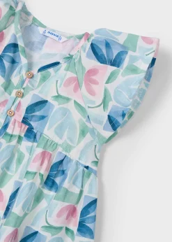 Mayoral Girl Geometric Floral Print Dress