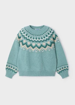 Mayoral Girl Jacquard Border Sweater