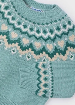 Mayoral Girl Jacquard Border Sweater