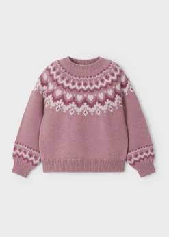 Mayoral Girl Jacquard Border Sweater