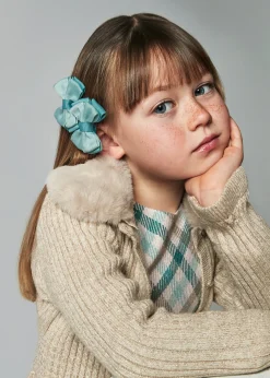 Mayoral Girl Knit Cardigan with Faux Fur Collar