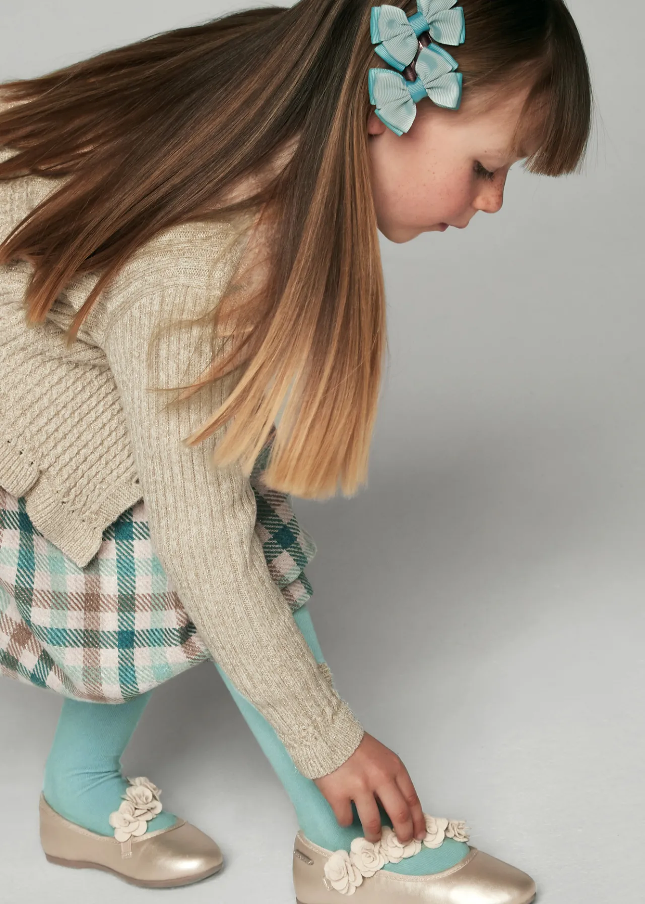 Mayoral Girl Knit Cardigan with Faux Fur Collar