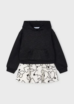 Mayoral Girl Metallic Stitch Hoodie and Skirt Set