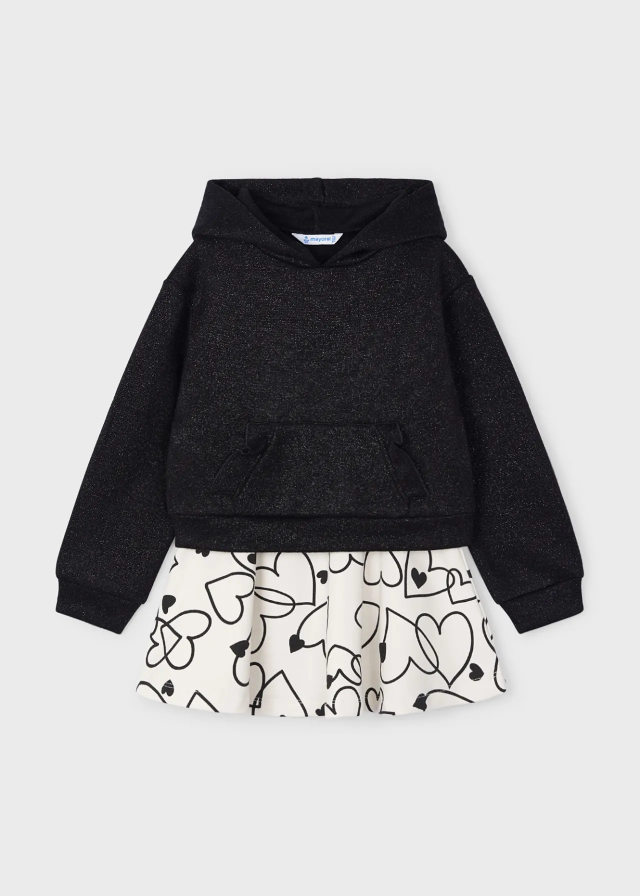 Mayoral Girl Metallic Stitch Hoodie and Skirt Set