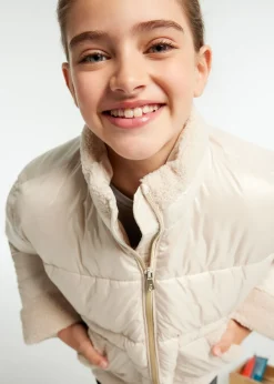 Mayoral Girl Padded Coat with Faux Sheepskin