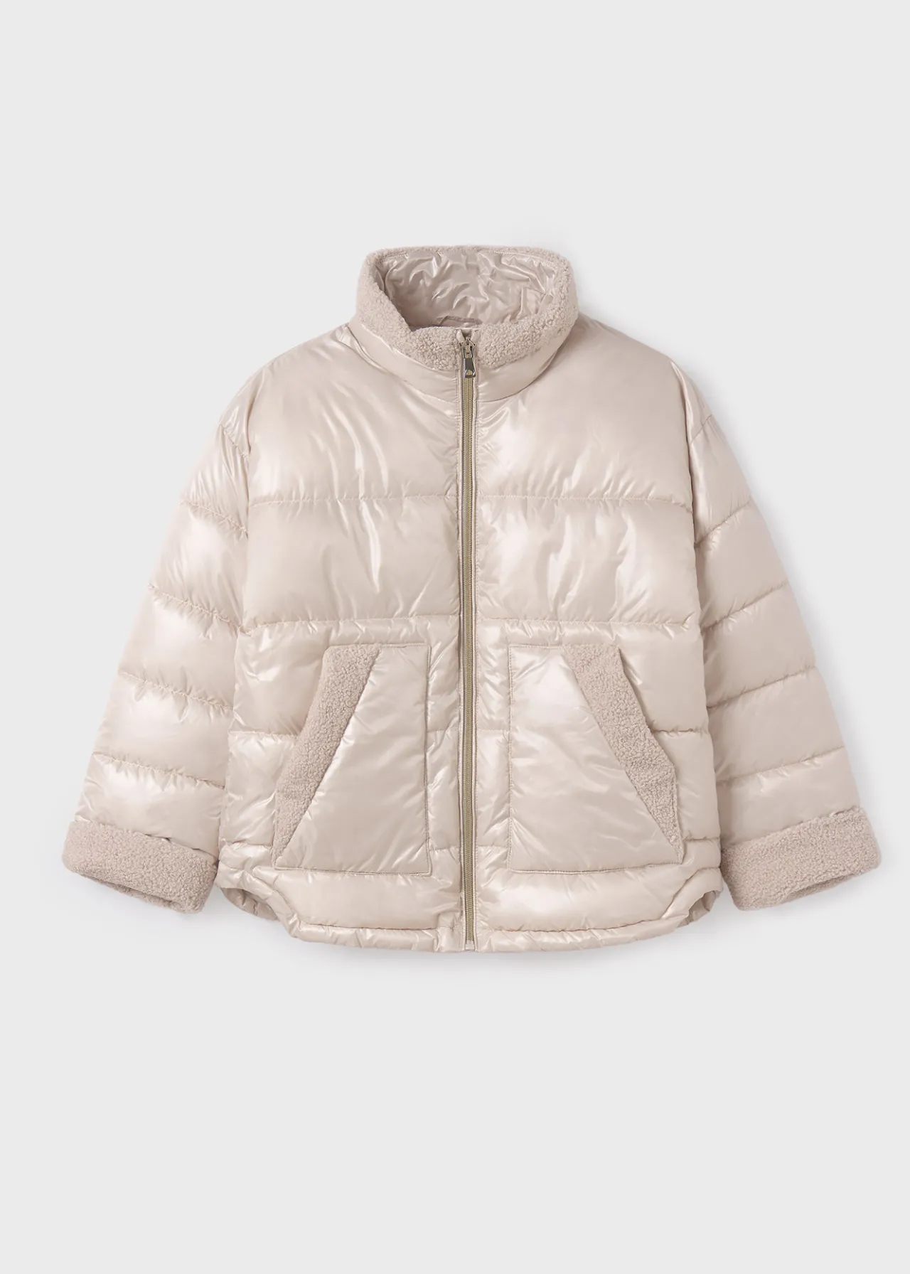 Mayoral Girl Padded Coat with Faux Sheepskin
