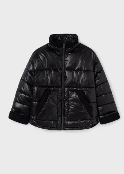 Mayoral Girl Padded Coat with Faux Sheepskin