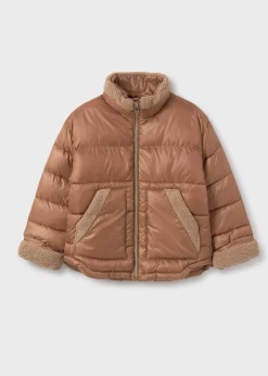 Mayoral Girl Padded Coat with Faux Sheepskin
