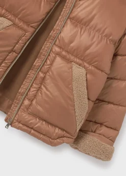 Mayoral Girl Padded Coat with Faux Sheepskin