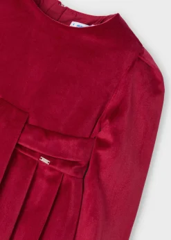 Mayoral Girl Pleated Velvet Dress