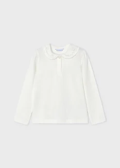 Mayoral Girl Polo Shirt with Embellished Collar