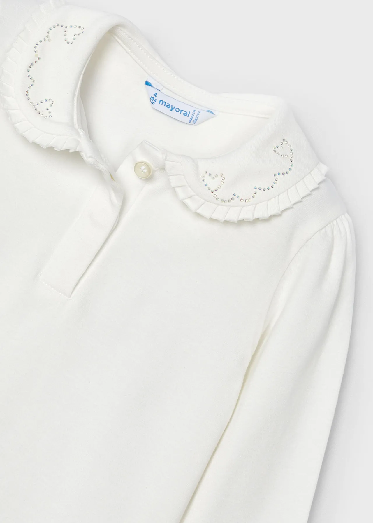 Mayoral Girl Polo Shirt with Embellished Collar