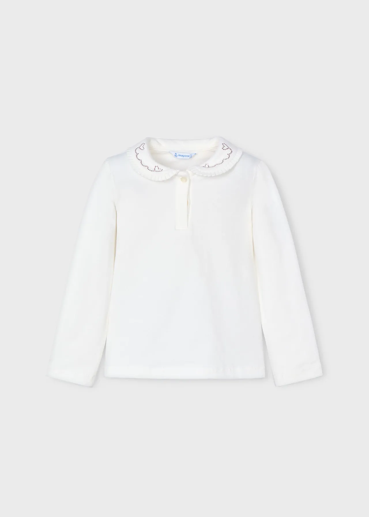Mayoral Girl Polo Shirt with Embellished Collar