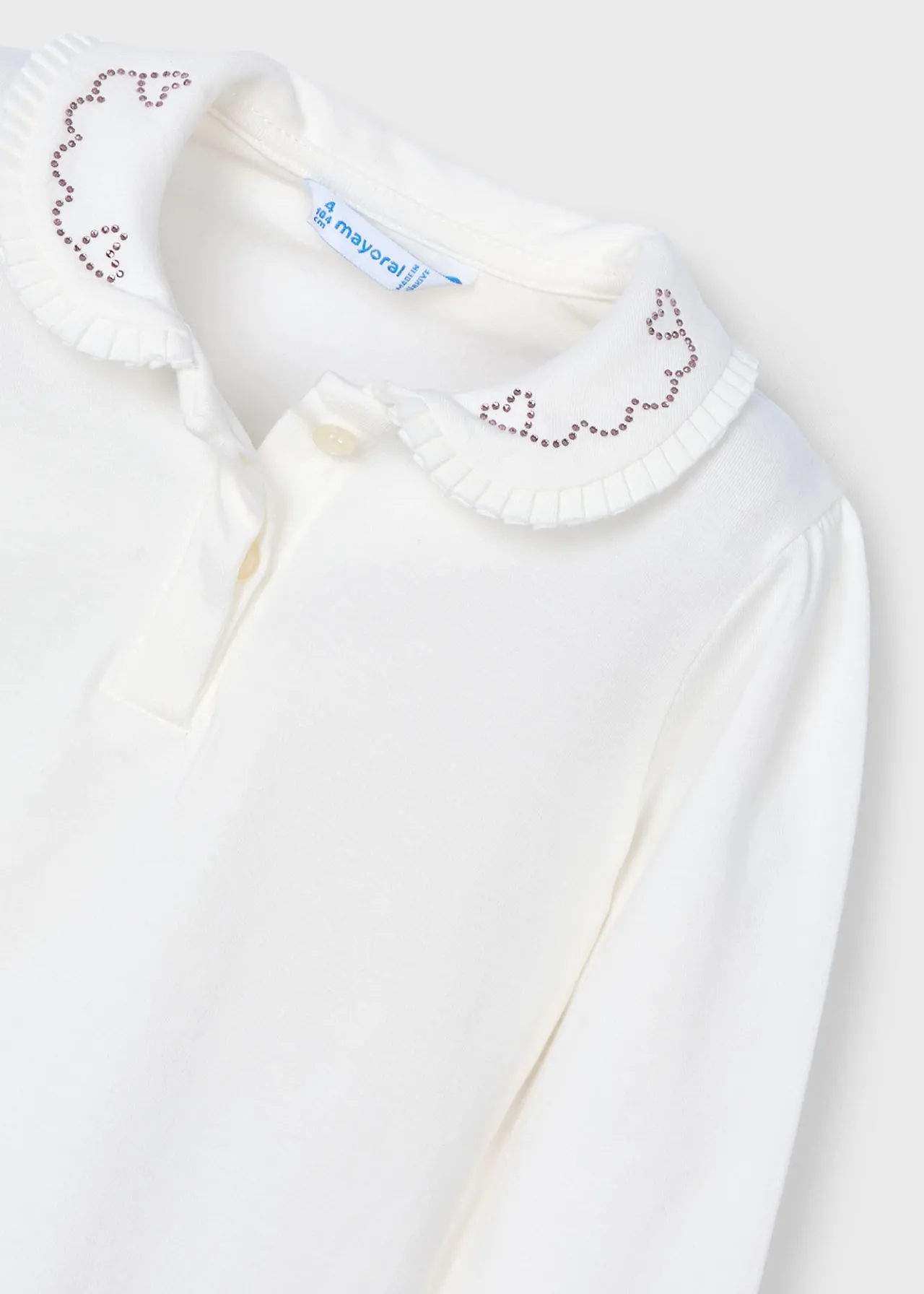 Mayoral Girl Polo Shirt with Embellished Collar