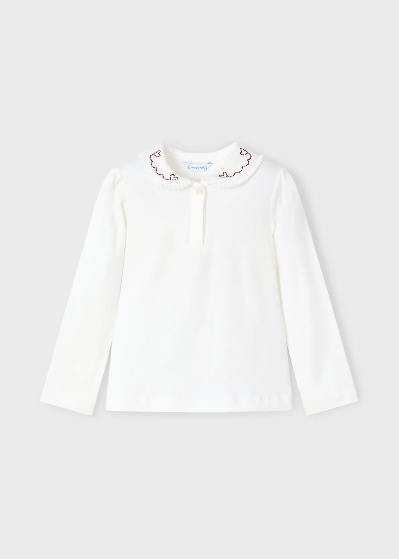 Mayoral Girl Polo Shirt with Embellished Collar