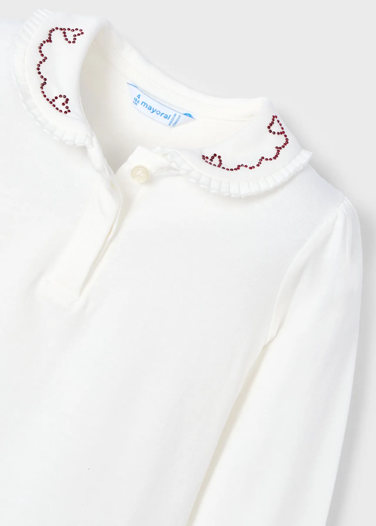 Mayoral Girl Polo Shirt with Embellished Collar