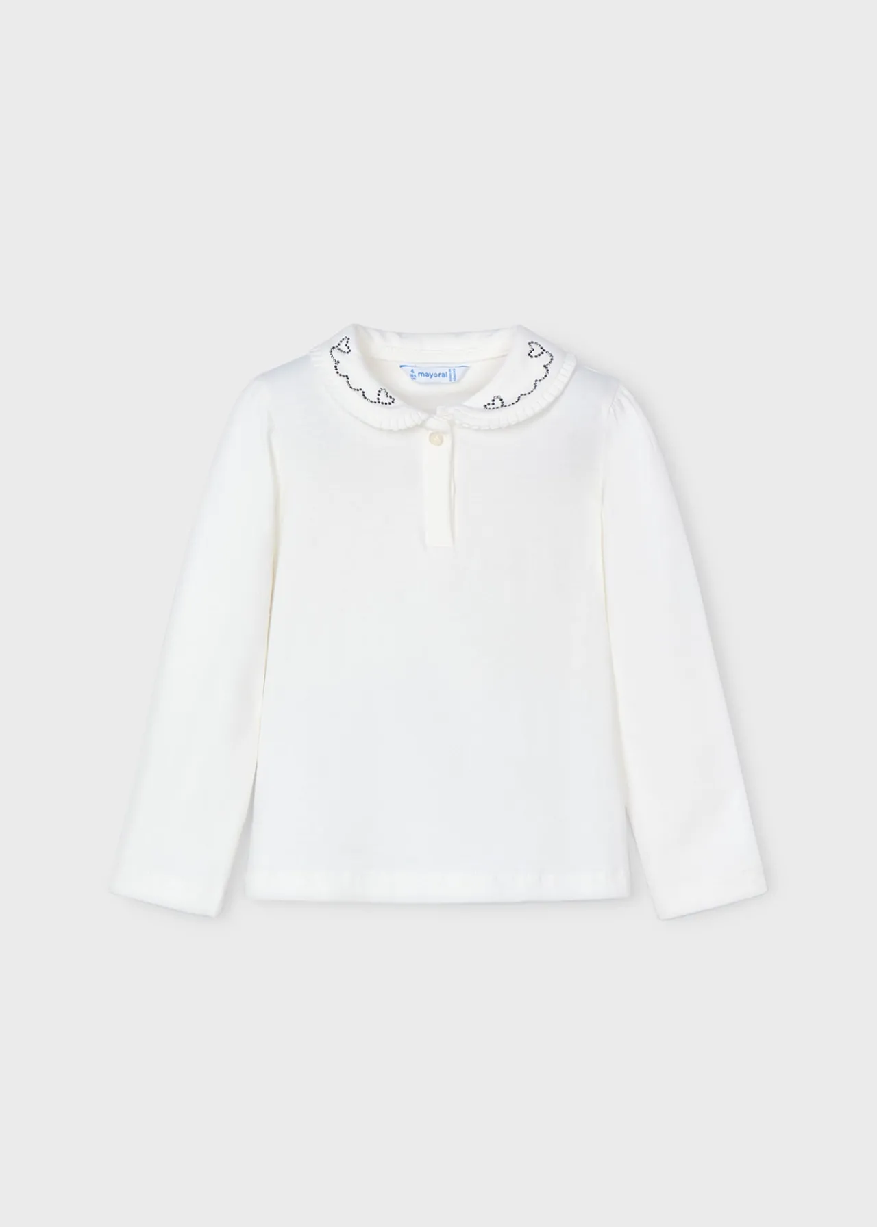 Mayoral Girl Polo Shirt with Embellished Collar