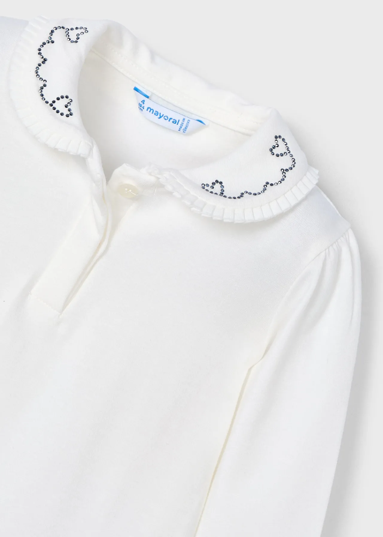 Mayoral Girl Polo Shirt with Embellished Collar