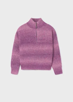 Mayoral Girl Quarter Zip Gradient Sweater